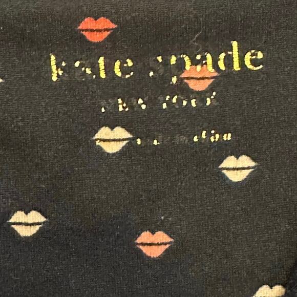 Kate Spade Lip Print Navy Pajama Set Pink Piping Notch Collar Women’s XL - Picture 6 of 9